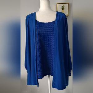 Top Blouse Anthony  Tow On One Color Blue  Size XL Roll Sleeves  Blue Good Condi